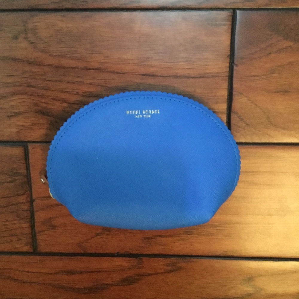 Henri Bendel Blue Scalloped Cosmetic Bag Pouch